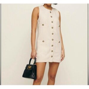 REFORMATION cream Tropez denim mini dress sz 12